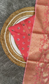 Red Banarasi jacquard Unstitched suit